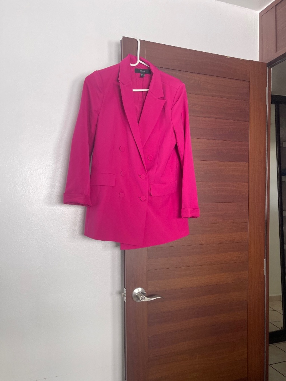 Hot pink double-breasted blazer from Forever 21
